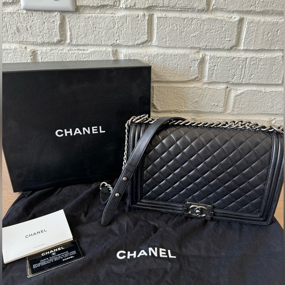 Chanel Large Boy Handbag Quilted Lambskin